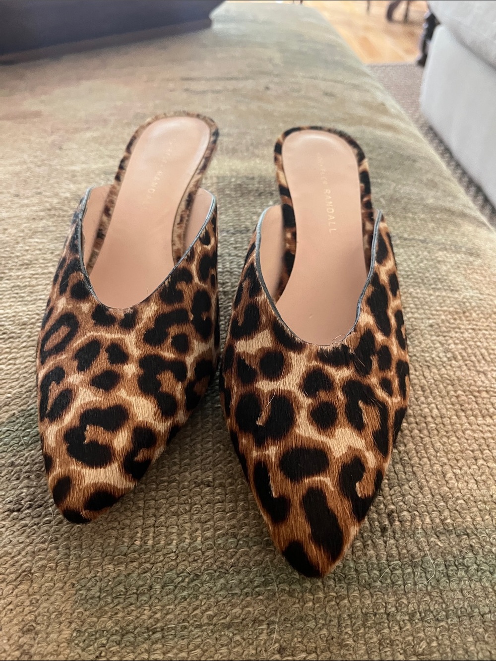 Loeffler Randall Leopard Print Pointed Mules in Brown and Black